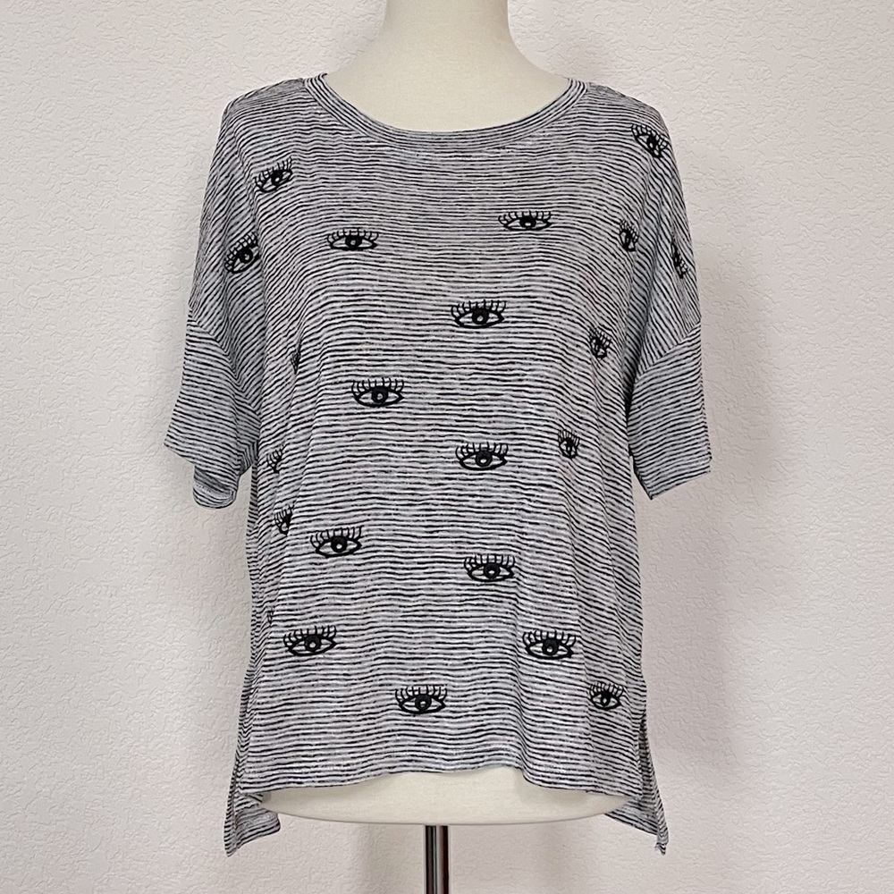 Anthropologie Akemi & Kin striped “all eyes” boxy tee